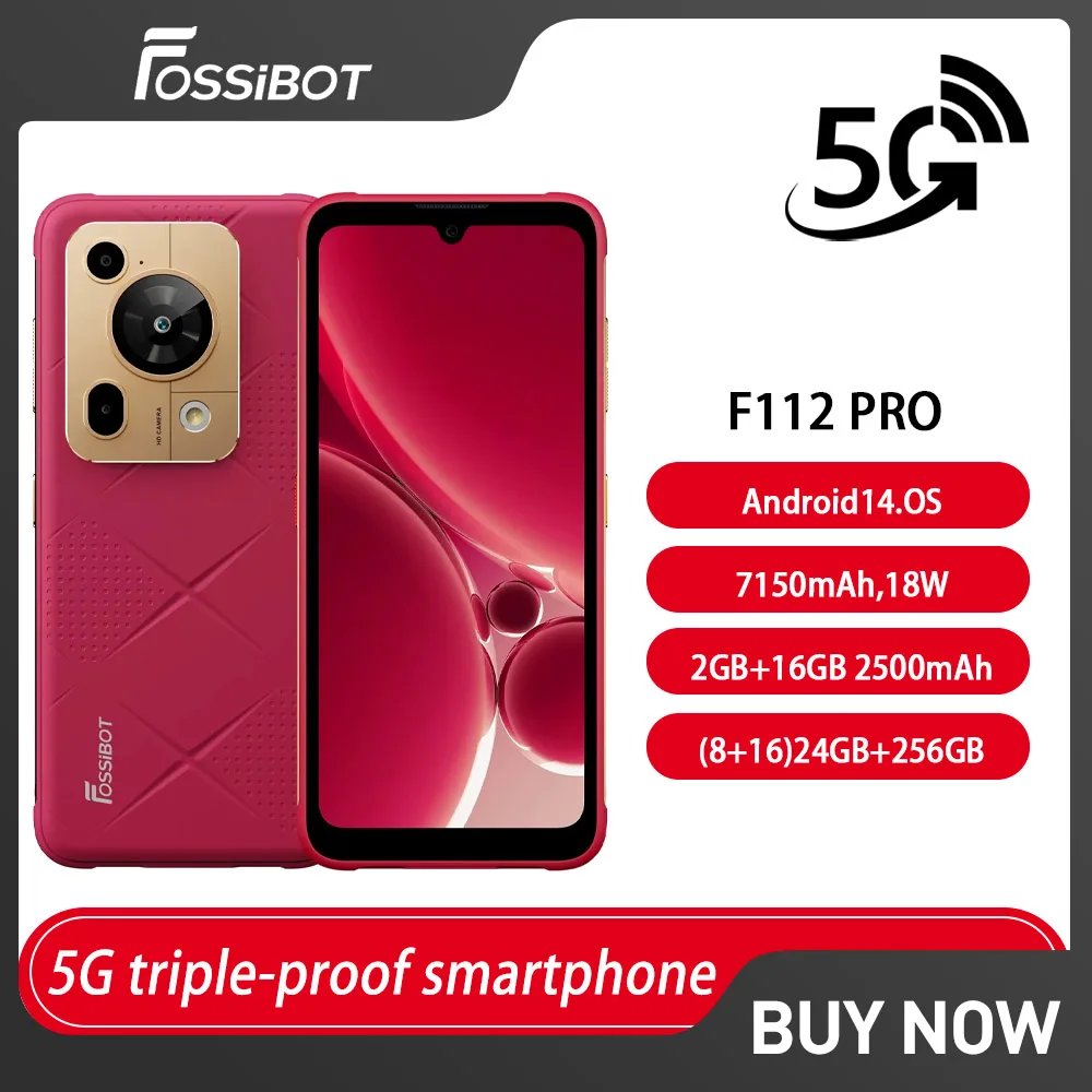 NEW Fossibot F112 PRO 5G Rugged Smartphone 6.88" HD+ 7150mAh RAM & ROM 24G(8+16)+256G Mobile Phone Android 14 50MP Cell Phone