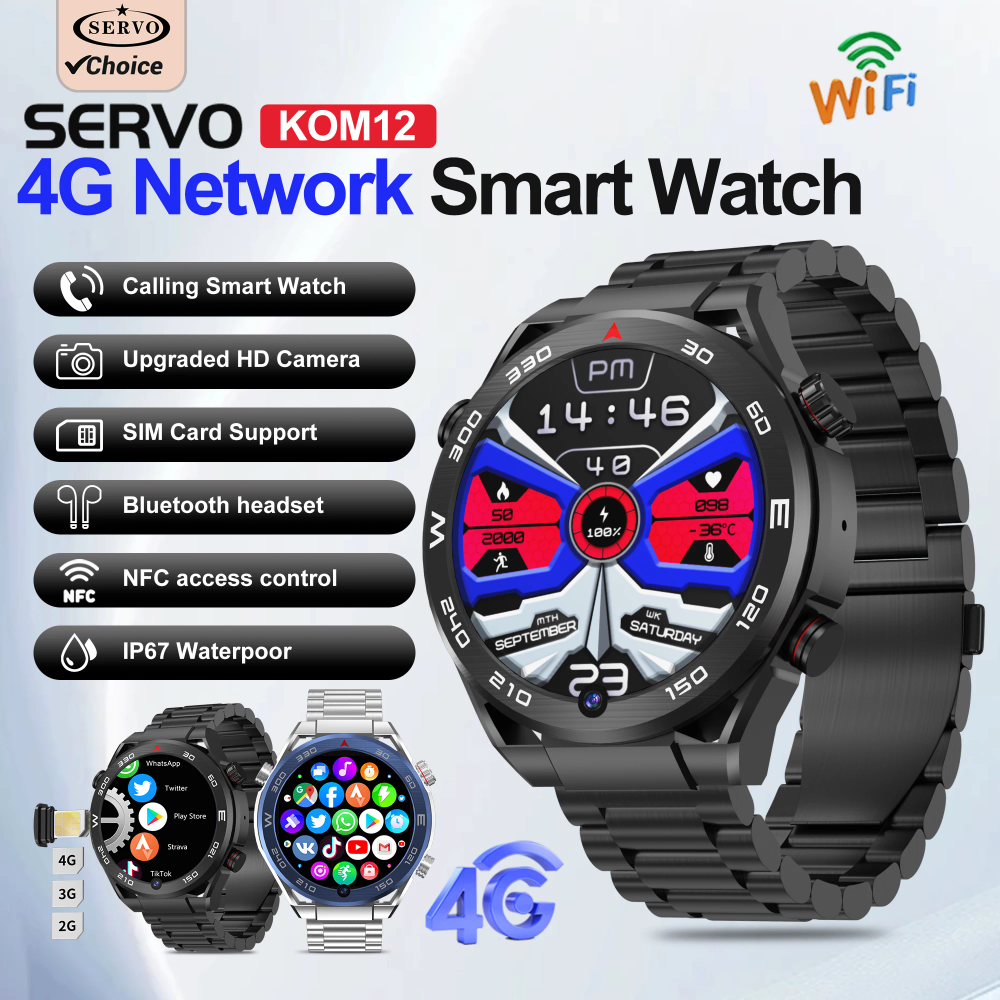 SERVO Outdoor Sport Smart Watch Waterproof Built-in GPS Heart Rate Monitoring NFC 1.62" HD Display Android Smartwatch Video Call