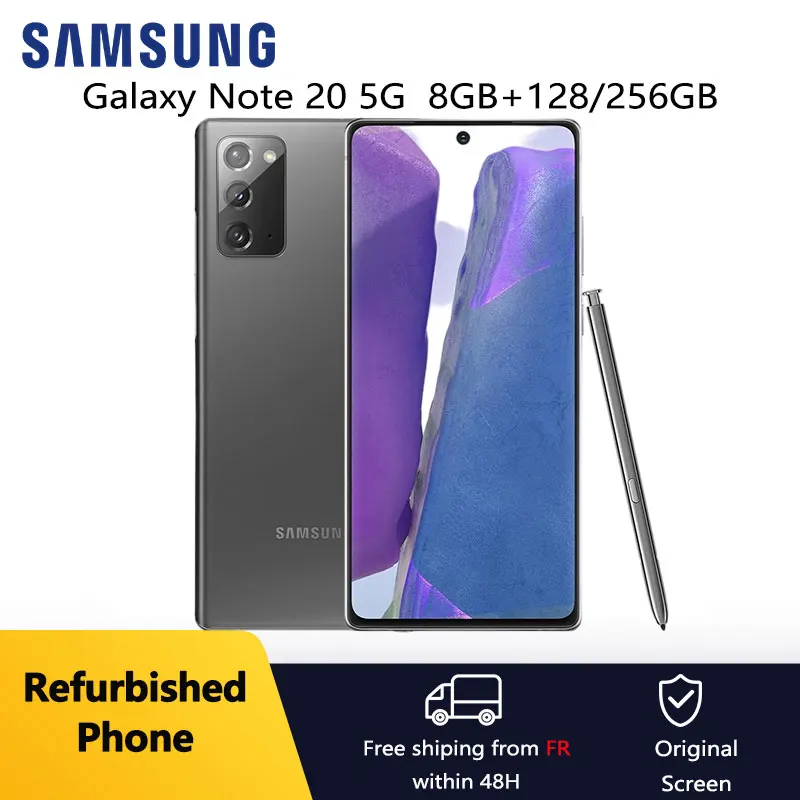 Refurbished Samsung Galaxy Note 20 5G N981U1 N981B N9810 N981N "8 + 128/GB Octa Core NFC CellPhone Excellent Condition