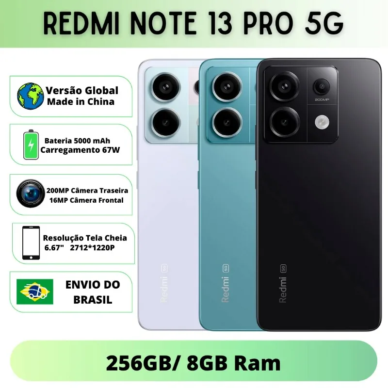 Xiaomi Redmi Note 13 Pro 5G 4nm Processor 120Hz Adaptive Screen 200MP AI Camera 67W Quick Charge IP54 Waterproof Mobile Phones