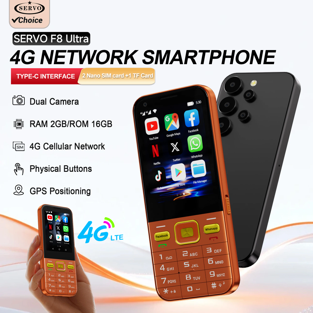 SERVO F8 Ultra 2.8" Touch Display Smartphone Android OS 4G Cellular GPS WIFI Flashlight 2 SIM Keyboard Cell phone 2+16GB 2200mAh