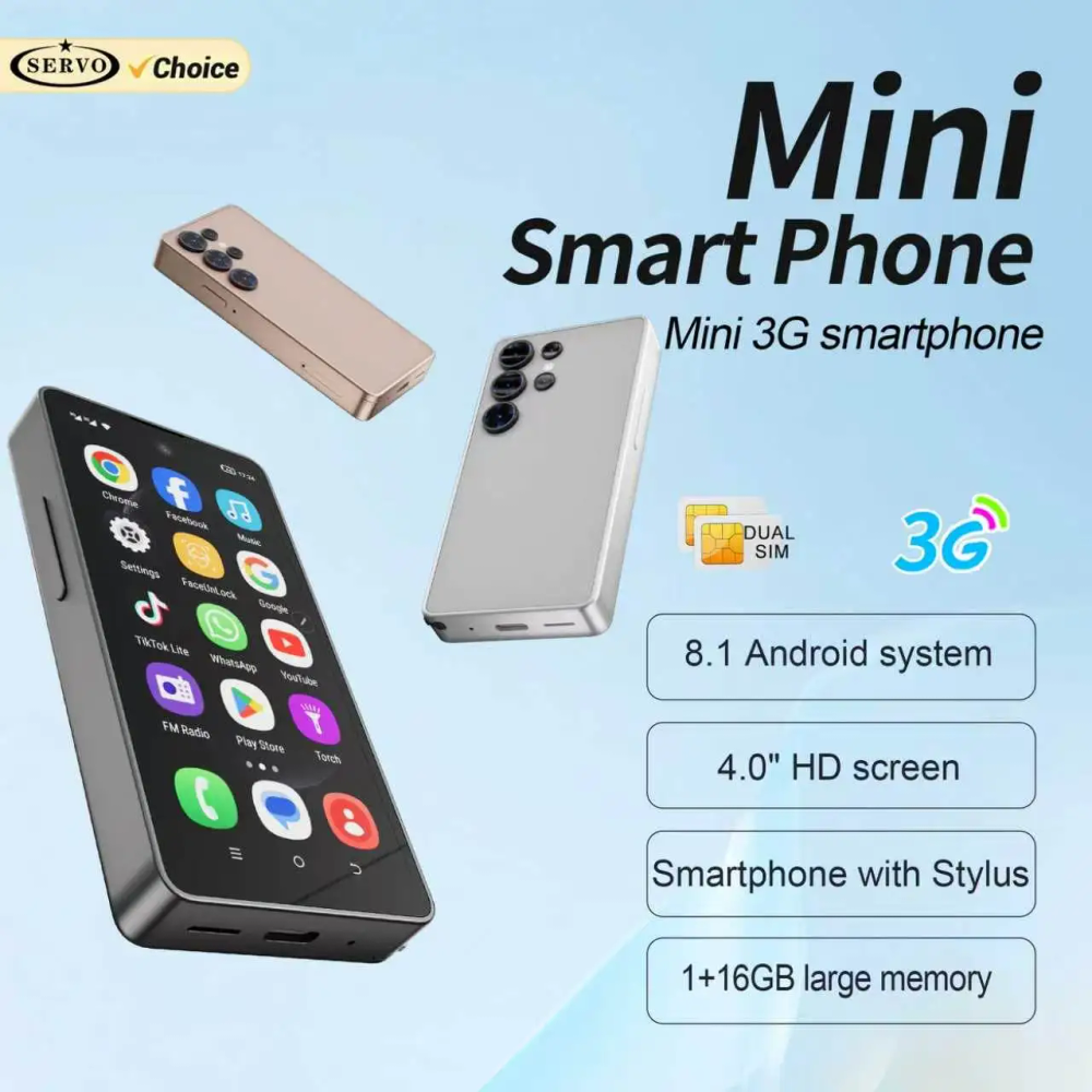 2026 SERVO 3G Mini Smartphone Built-in Stylus 16GB ROM Android OS WhatsAPP WiFi Face Unlock 2 SIM 4.0" Small Smart Mobile Phones