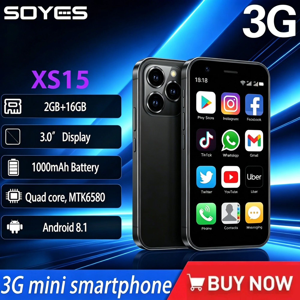 NEW SOYES XS15 3G Smartphone 3.0 " Android 8.1 Quad-core 2GB 16GB 1000mAh Dual SIM Play Store Pocket Phone Perfect Backup Device
