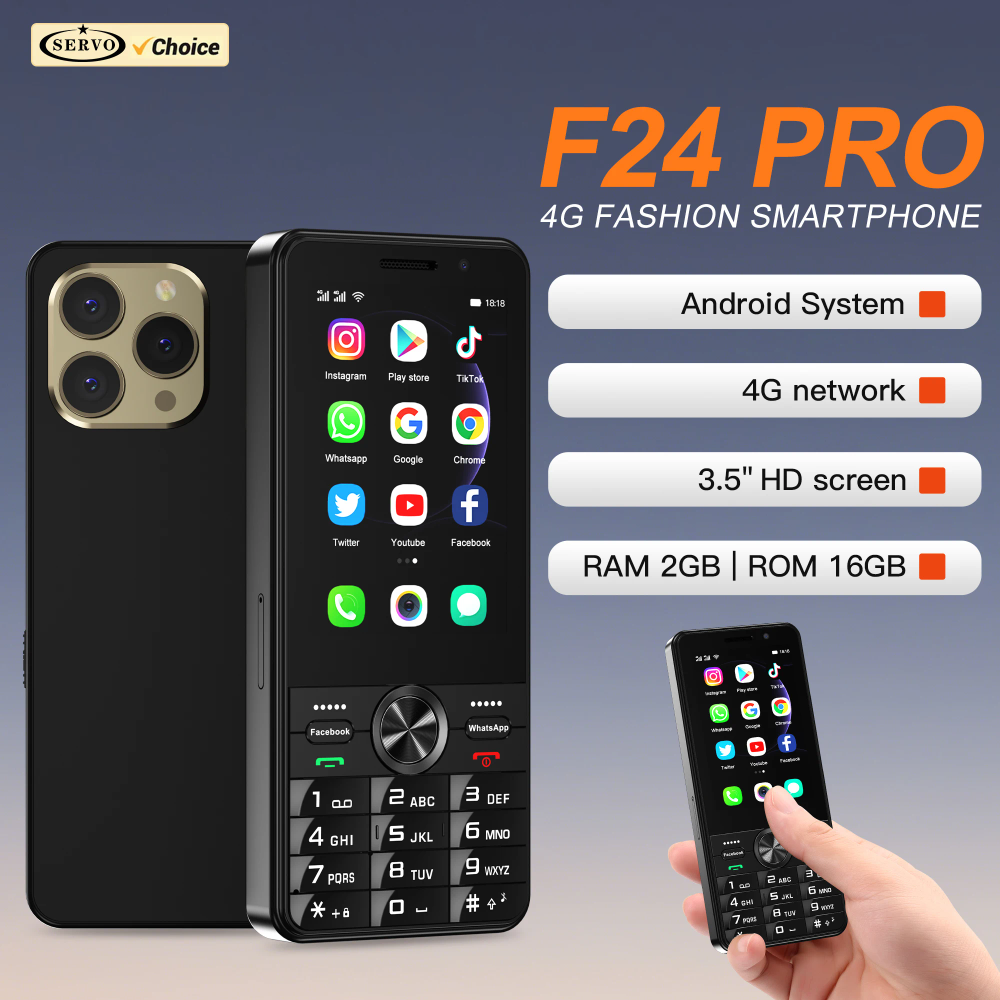 SERVO F24 PRO 4G Button Smartphone Android System Google Play Torch WiFi FM Radio Dual SIM 3.5" Touch Display Smart Mobile Phone