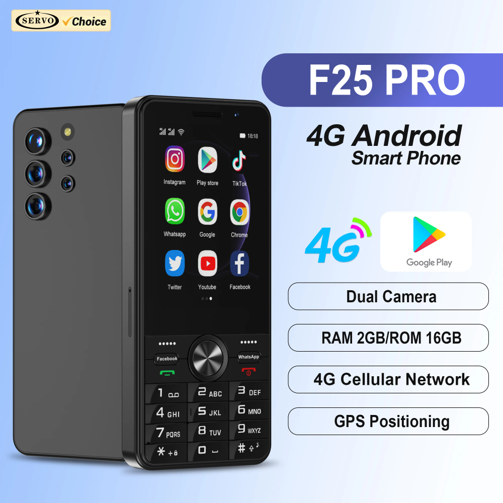 SERVO F25 PRO Button Smartphone Android System 4G LTE Wi-Fi Hotspot Google Play GPS 2 SIM Standby 3.5" Touch Screen Smart Phones