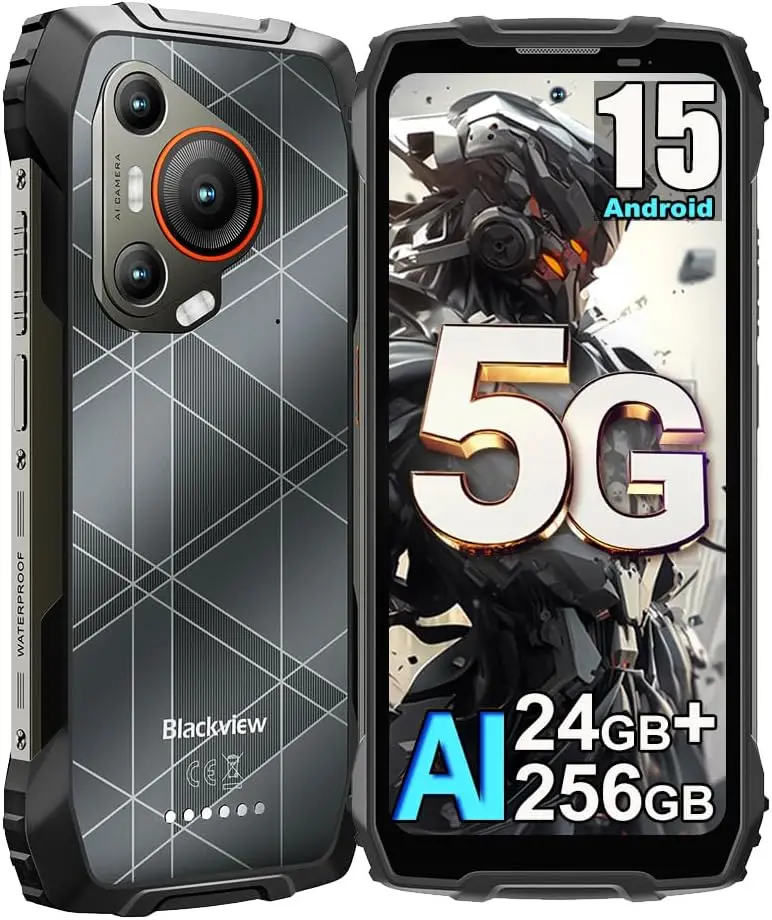 Blackview BL7000 5G Rugged Smartphone, 6.78'' 120Hz Display, 24GB+256GB/2TB Android 15 Rugged Phone, 50MP+20MP AI Camera,7500mAh