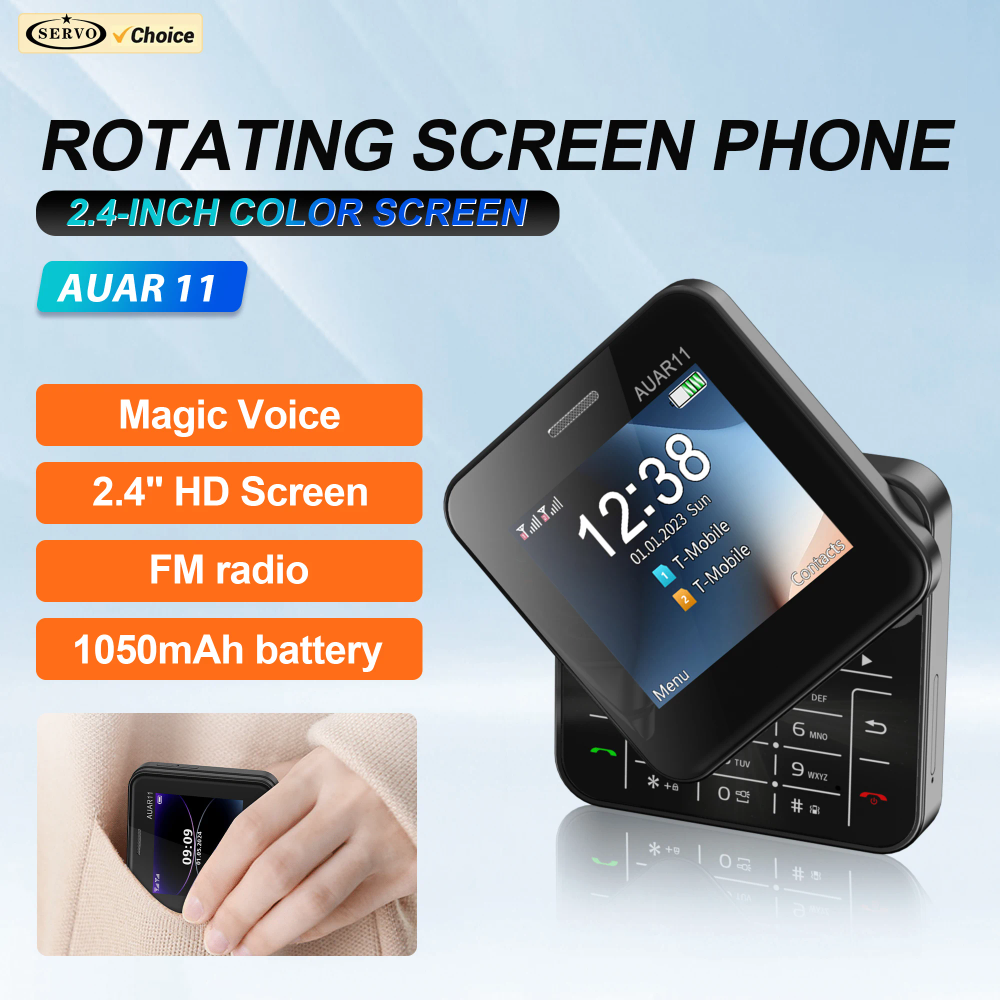SERVO AUAR11 Slide Screen Mobile Phone Dual SIM Card Speed Dial Magic Voice FM Raido Flashlight 2G GSM 2.4" Rotate Button Phones
