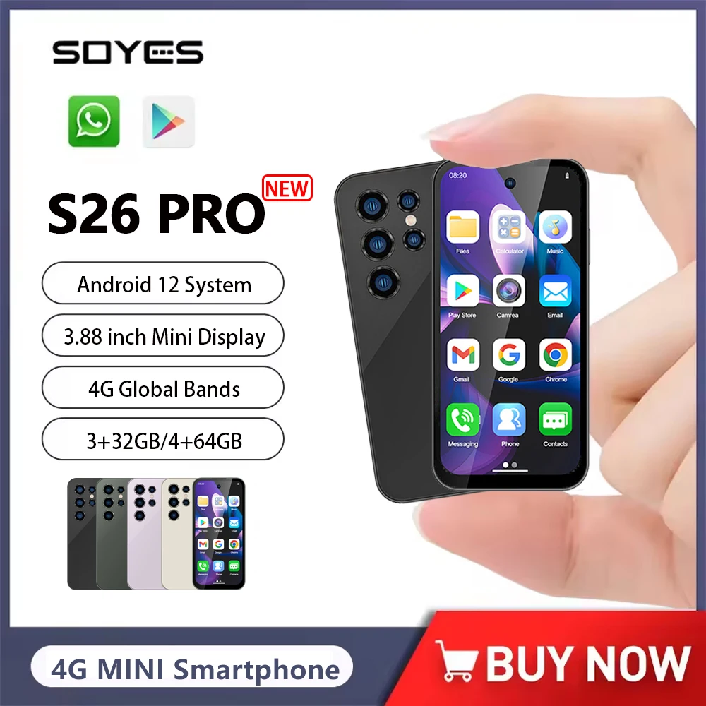 SOYES S26 Pro Mini Smartphone Android 12 Global 4G Band 3.88 inch IPS 3GB+32GB/4GB+64GB Mobile Phone 1950mAh Small Cell Phone