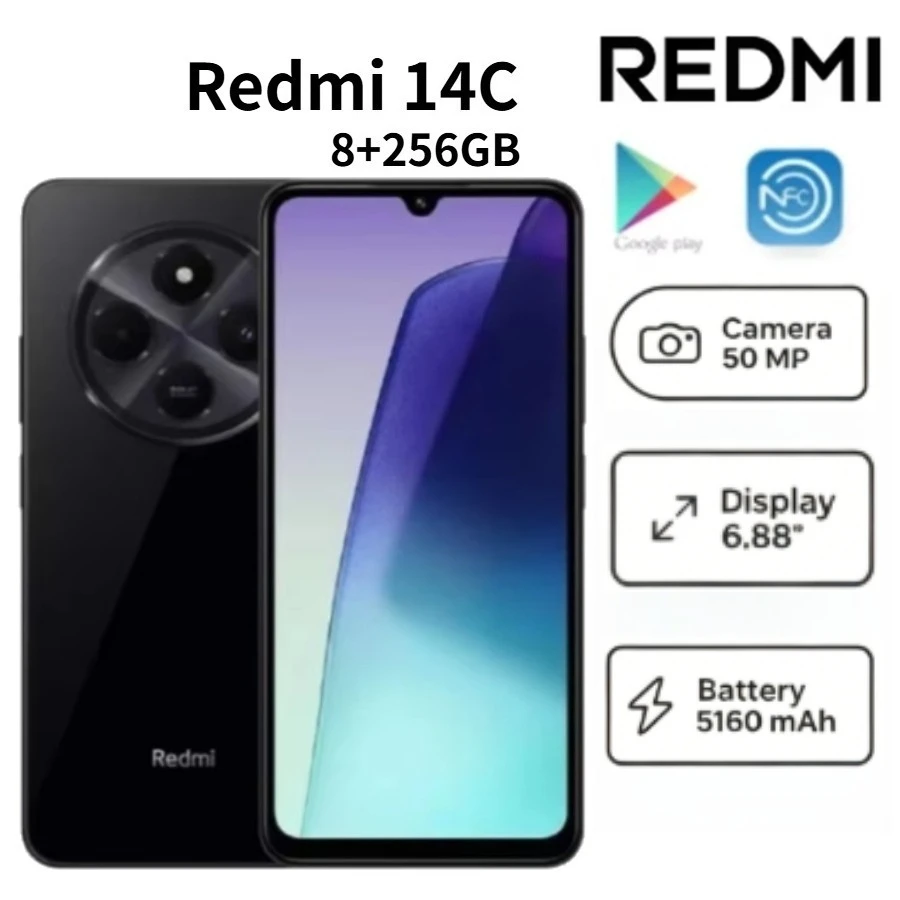 2026 Newest Model Redmi 14C Global Version High-Performance Smartphone 8GB RAM256GB Storage 6.88-Inch 120Hz Display Mobile Phone