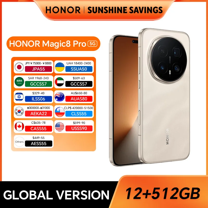 Global Version HONOR Magic8 Pro 12GB+512GB 5G AI Smartphone 6.71'' 120Hz OLED Display 200MP Cameras 7100mAh 100W SuperCharge NFC