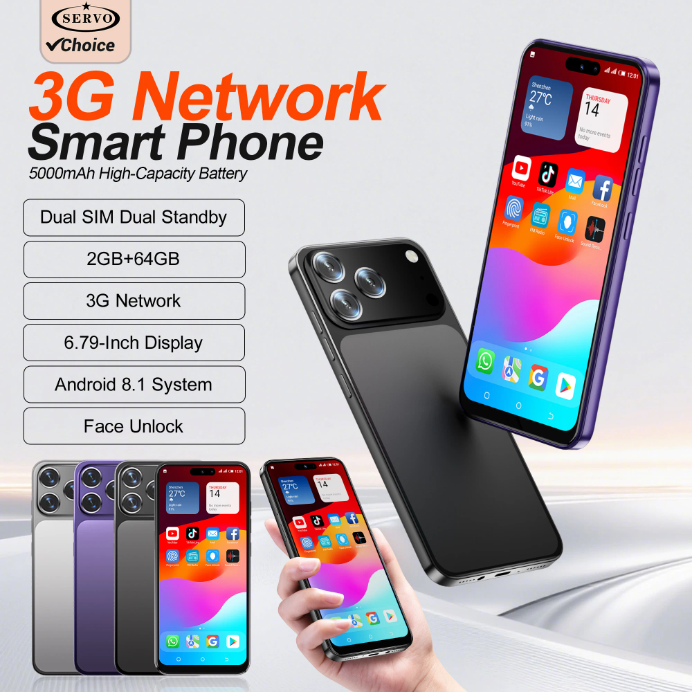 SERVO A17 PRO 3G Cellular Smartphone Android OS 6.79" Large Display 2GB+64GB 5000mAh Fingerprint Unlock Cell phone Google Play