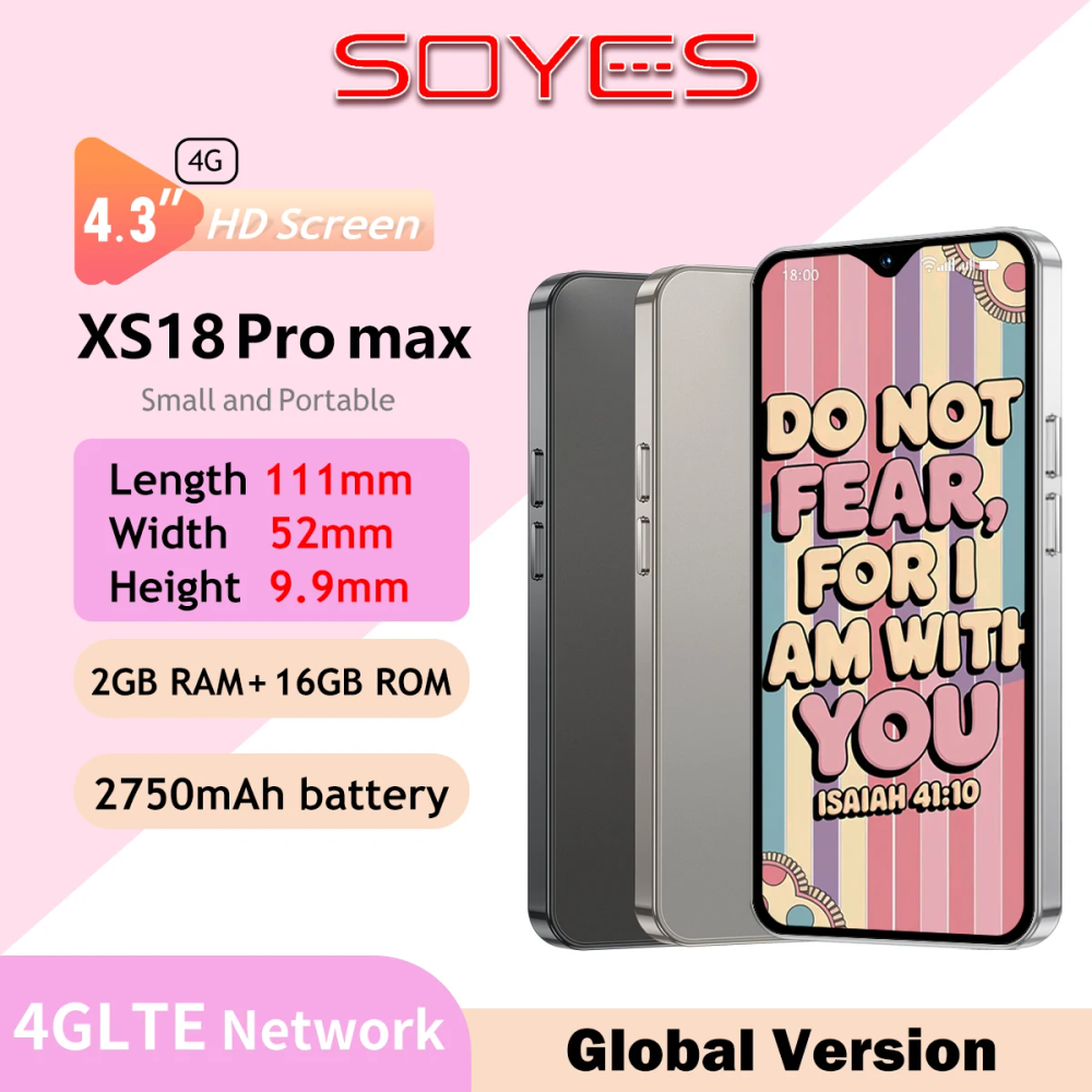 SOYES XS18 Pro Max Mini Smartphone 4G LTE 4.3" Global Android 8.1 With 2750mAh Battery Facial Recognition GPS Small Size Phone
