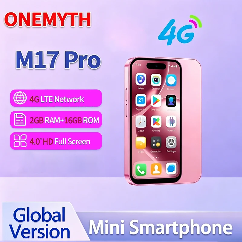 ONEMYTH M17 Pro Mini 4.0'' 4G LTE Dual SIM Android Phone 2000mAh Pocket Backup Mobile 2+16GB 3+64GB Mini Smart Phone Gift