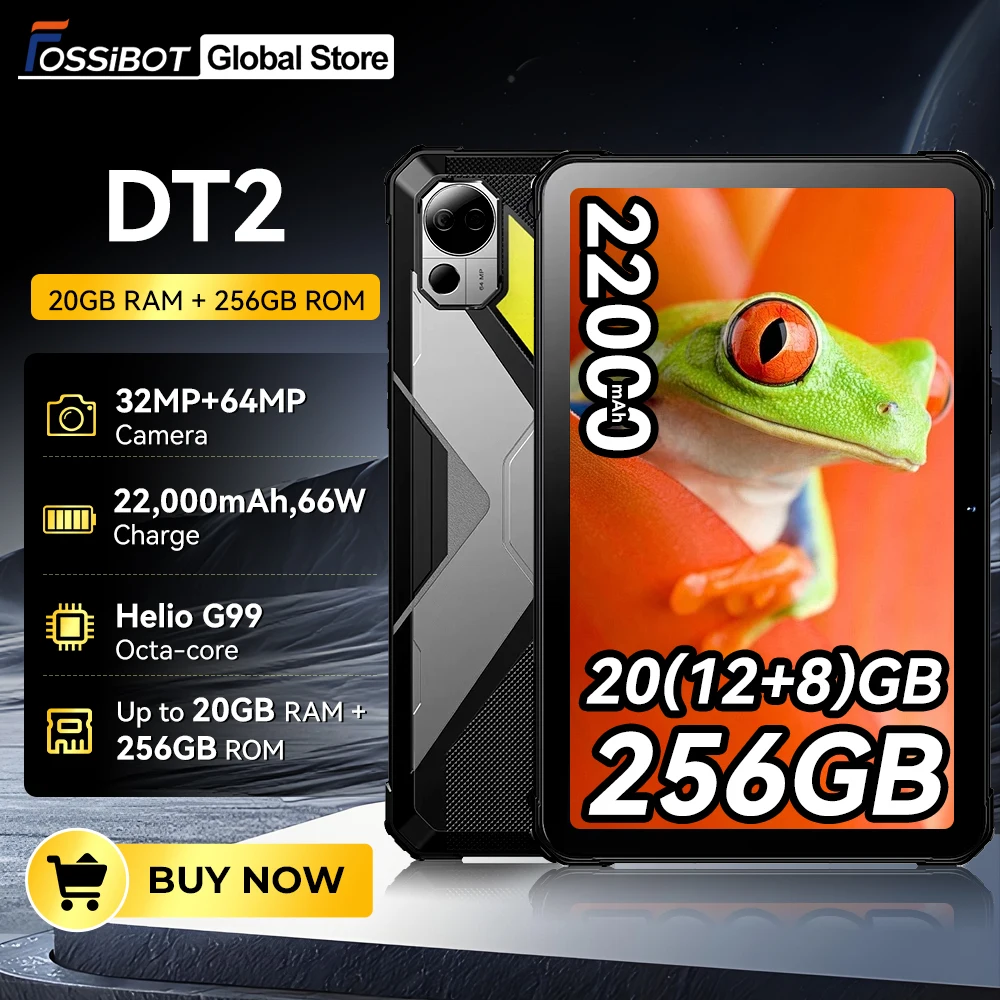 FOSSiBOT DT2 Rugged Tablet 20GB+256GB 22000mAh 66W 10.4 inch PC Tablets 64MP Helio G99 Octa Core 4G LTE Android 13