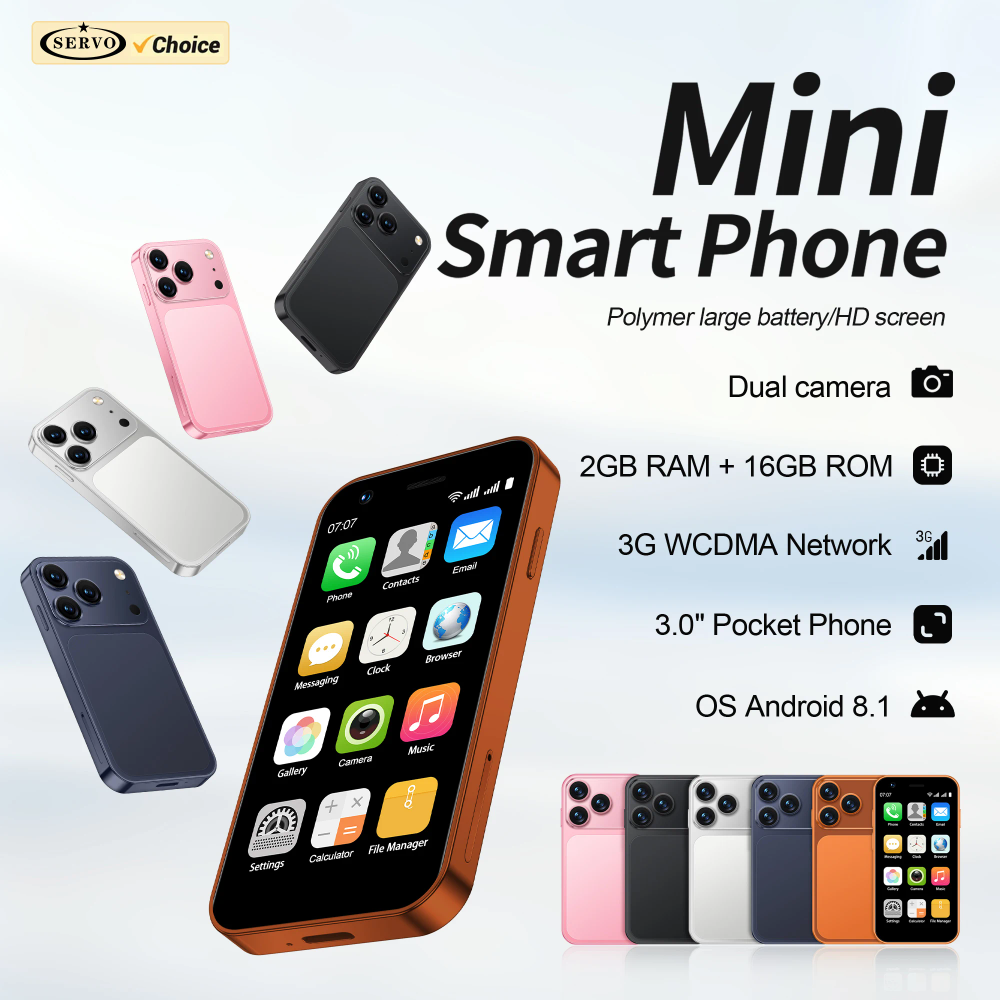 2026 SERVO 18SE MINI Small Smartphone 3G WCDMA Android OS Play Store 2GB+16GB WiFi Hotspot 2 SIM Standby 3.0" Mini Smart Phones