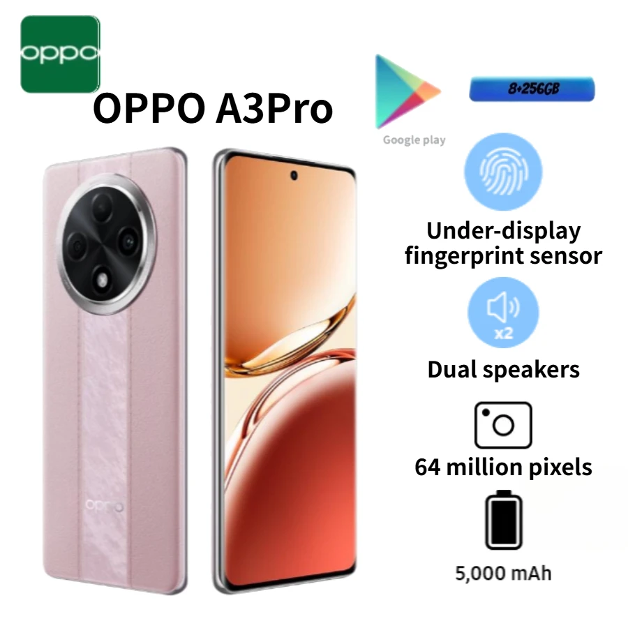 2026 New OPPO A3 Pro 5G Smartphone Global Version 6.7-inch FHD+ Display 5000mAh Battery 8GB RAM 256GB Storage