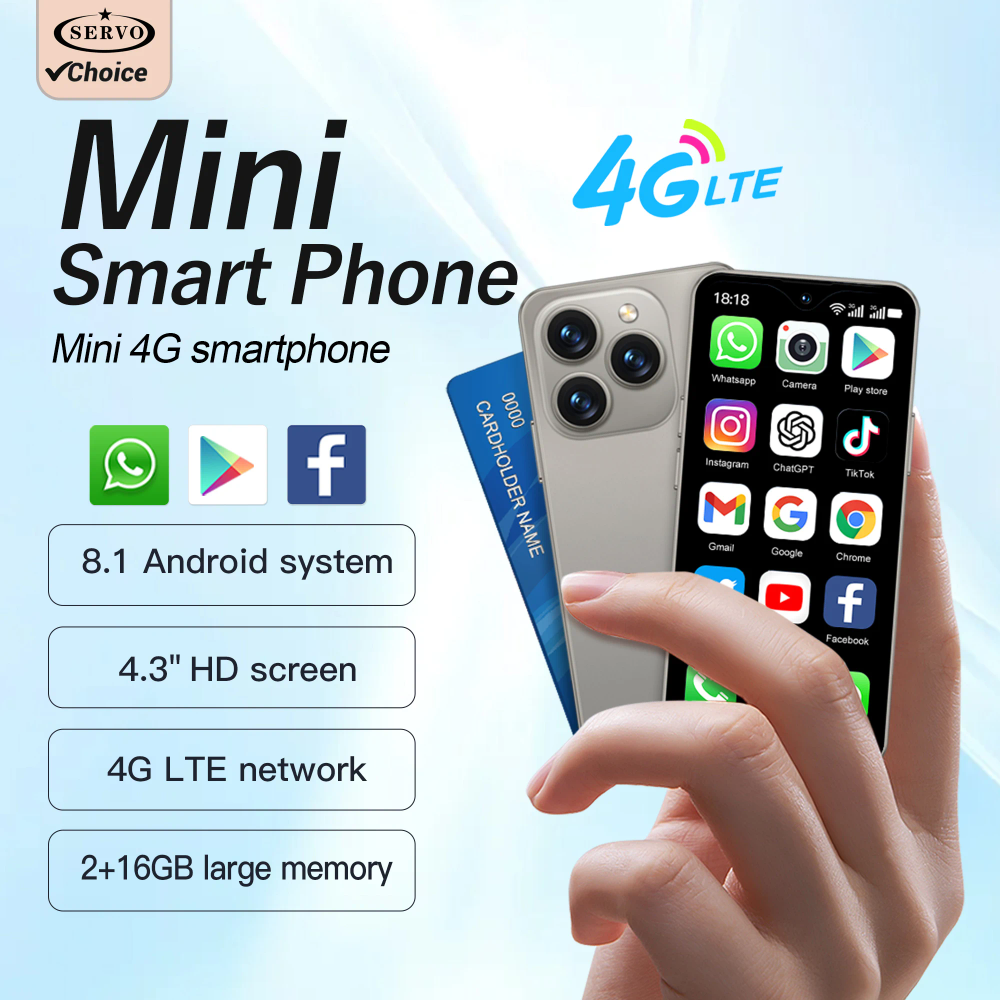 SERVO 4G LTE Mini Smartphone Android OS 4.3" Display Face Recognition Wifi 13MP Camera 2GB+16GB 2750mAh Small Smart Mobile Phone