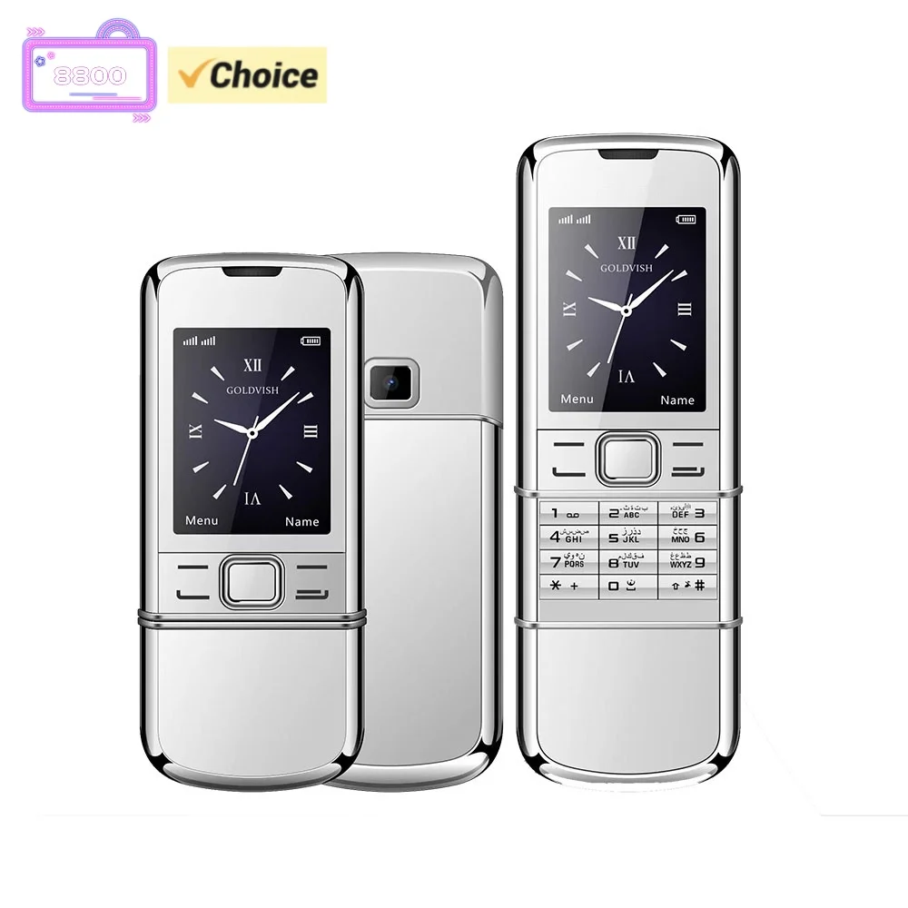 New Classic 8800 Slider Phone 2.4inches Screen 2G GSM Dual SIM Dual Standby Bluetooth Mobile Phone 240x320 Multi-language