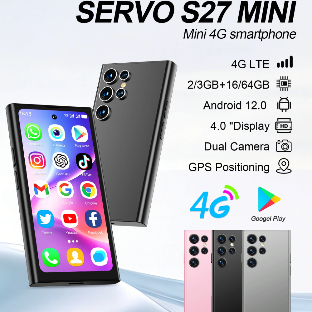 SERVO Mini 4G Version Small Smartphone Android 12.0 OS ROM 16/64GB Dual SIM Card Google Play Face Unlock Compact Smart Phone