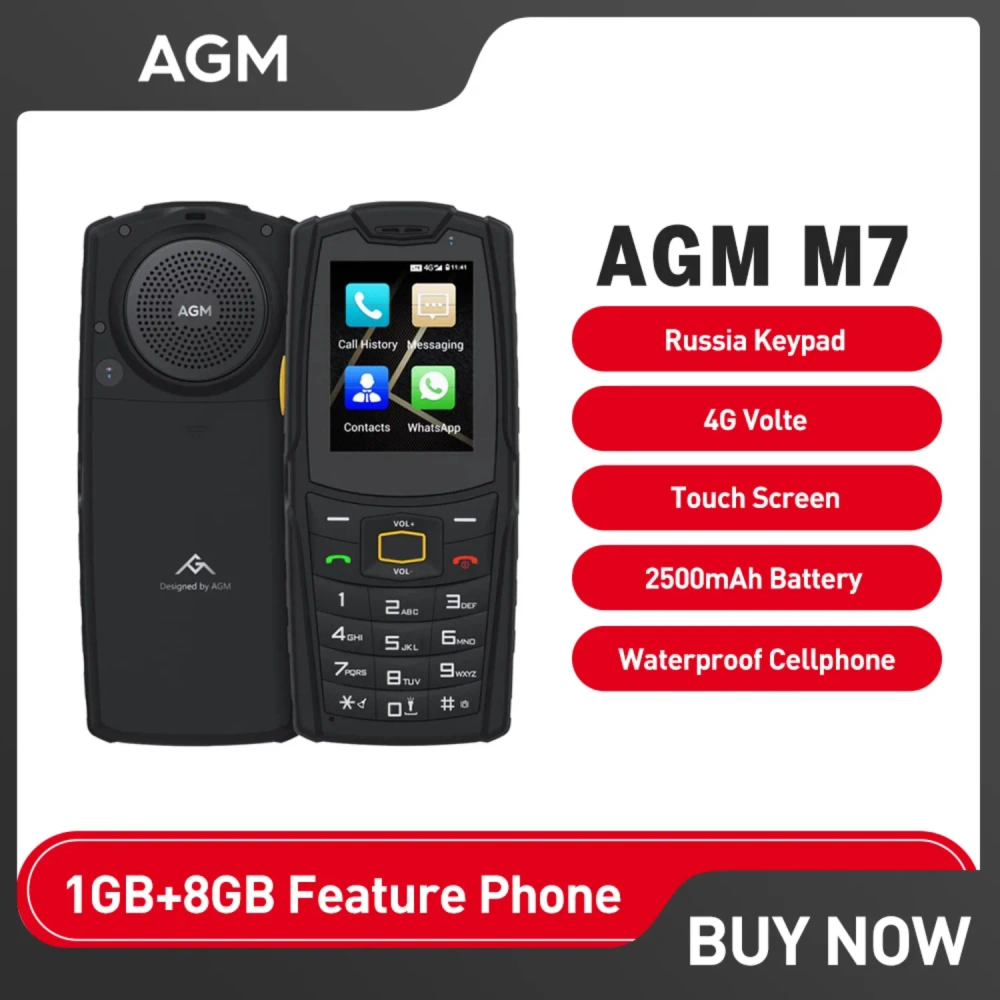 NEW AGM M7 Feature Phone4G Android Waterproof Touch Screen Mobile Phone 2500mAh Cellphone, English Russia, Keypad Rugged Phone NEW AGM M7 Feature Phone4G Android Waterproof Touch Screen Mobile Phone 2500mAh Cellphone, English Russia, Keypad Rugged Phone