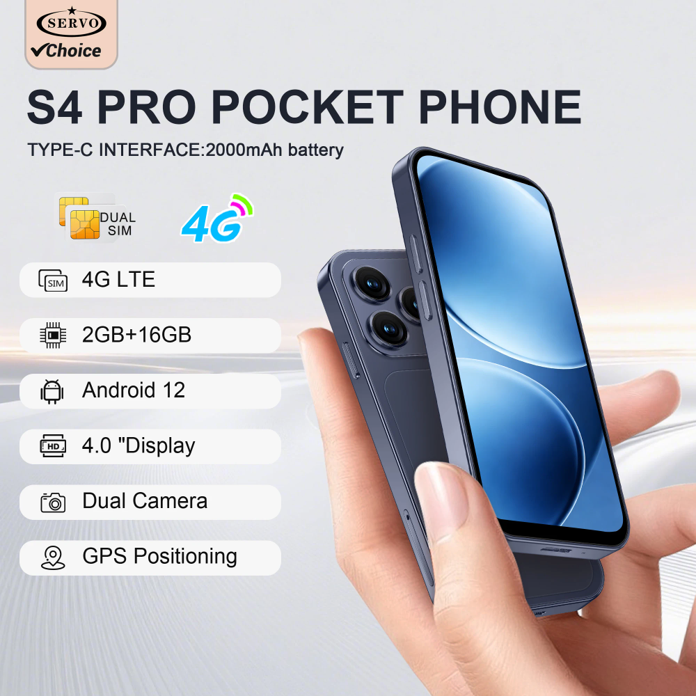 SERVO S4 PRO 4G LTE Mini Smartphone Android OS 4" Fullview Display 2GB+16GB Facial Unlock GPS Dual SIM Tiny Pocket Mobile Phones