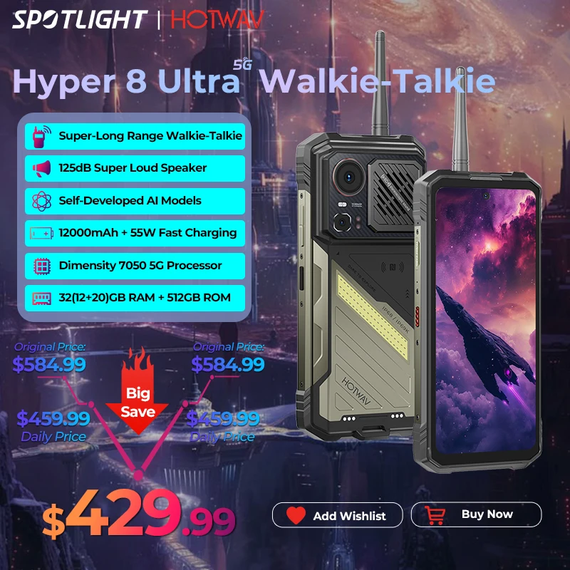 HOTWAV Hyper 8 Ultra Rugged Phone Walkie-Talkie Hi Hoti AI Toolset 125dB Mobile Phone 5G 12000mAh 55W 12GB 512GB 108MP Cellphone HOTWAV Hyper 8 Ultra Rugged Phone Walkie-Talkie Hi Hoti AI Toolset 125dB Mobile Phone 5G 12000mAh 55W 12GB 512GB 108MP Cellphone