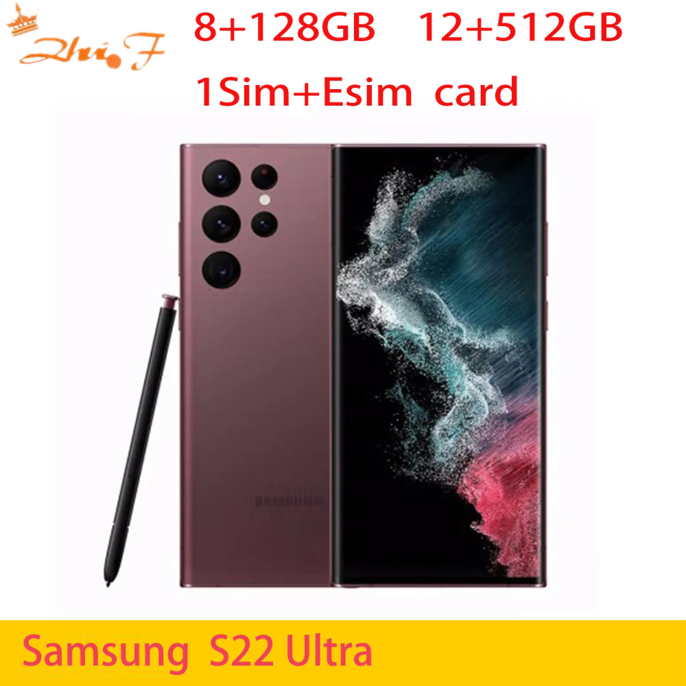 Samsung Galaxy S22 ultra s22u 5G s908u s908B/DS 108mp 8 RAM 128/256/512GB, 5000mAh, 6.8 inch, Snapdragon 8, cell phone
