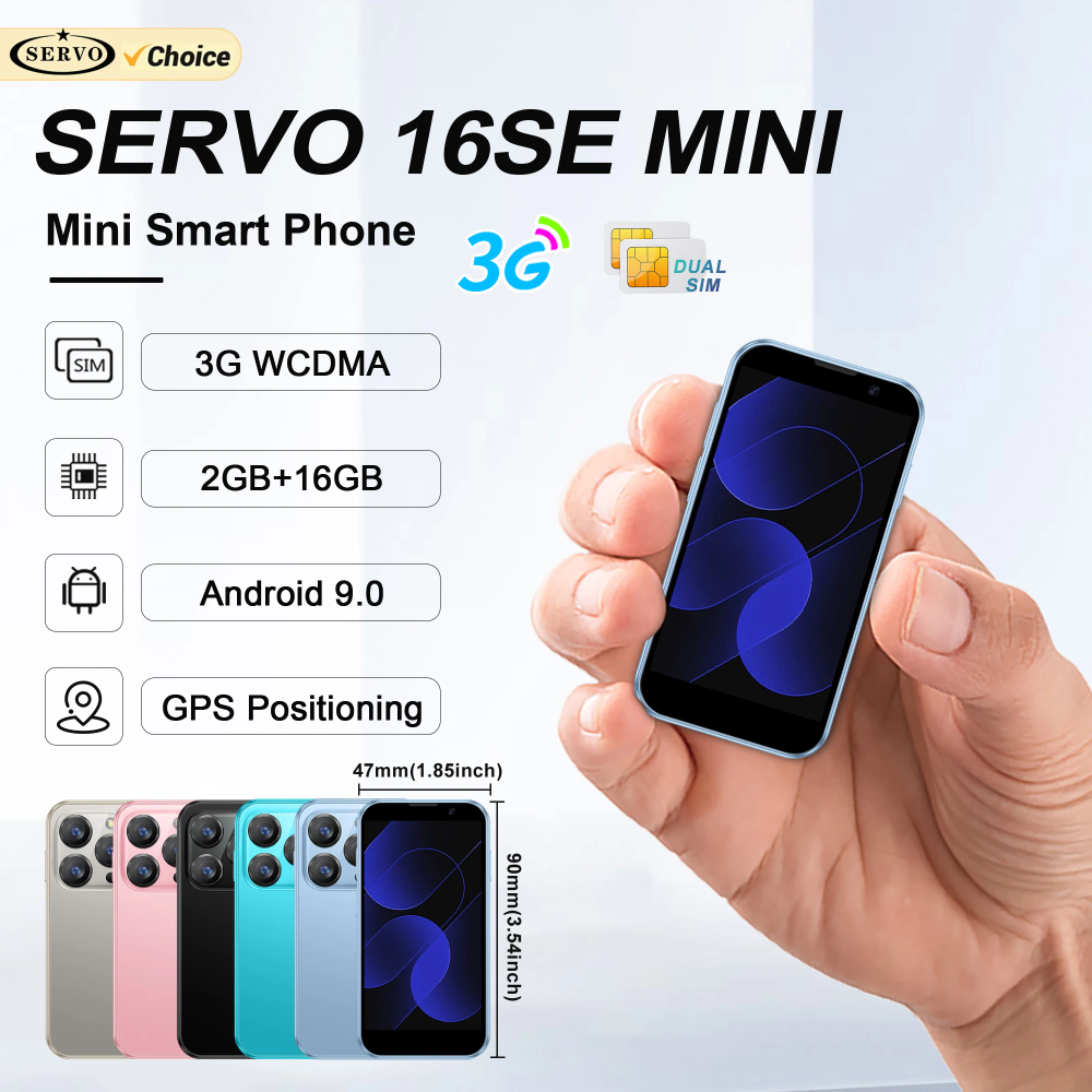 Official SERVO Android Mini Smartphone 3G WCDMA 2GB+16GB Play Sore WIFI GPS Face Unlock 3.0" Small Smart Cellphone 2 SIM Standby