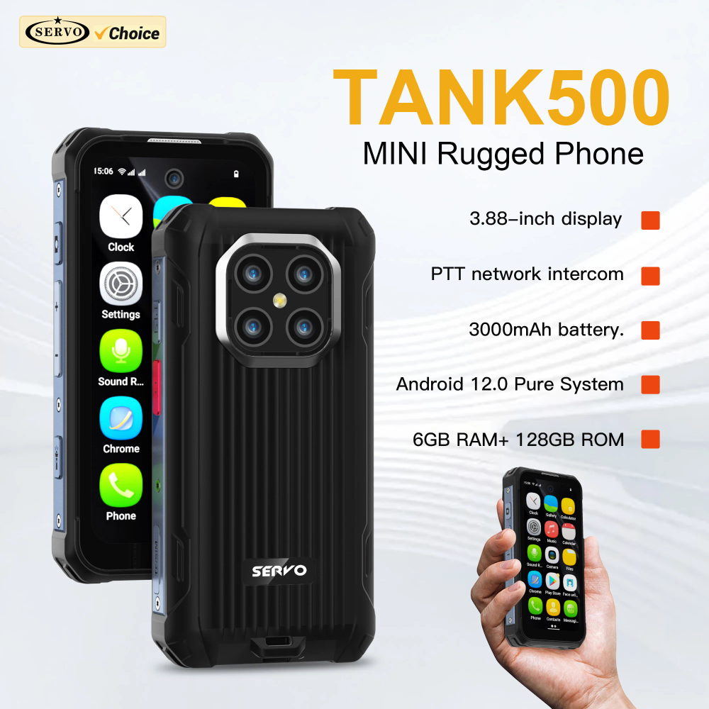SERVO IP68 Waterproof Mini Smartphone 4G LTE Android 12 OS Play Store 6GB+128GB PTT OTG WiFi Dual SIM Small Rugged Smart Phones
