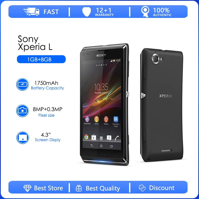 Original Unlocked Sony Xperia L C2105 3G Single Sim 1GB RAM+8GB Dual-core 8MP 4.3'' 1750mAh Android 4.1 NFC FM radio Smartphone Original Unlocked Sony Xperia L C2105 3G Single Sim 1GB RAM+8GB Dual-core 8MP 4.3'' 1750mAh Android 4.1 NFC FM radio Smartphone