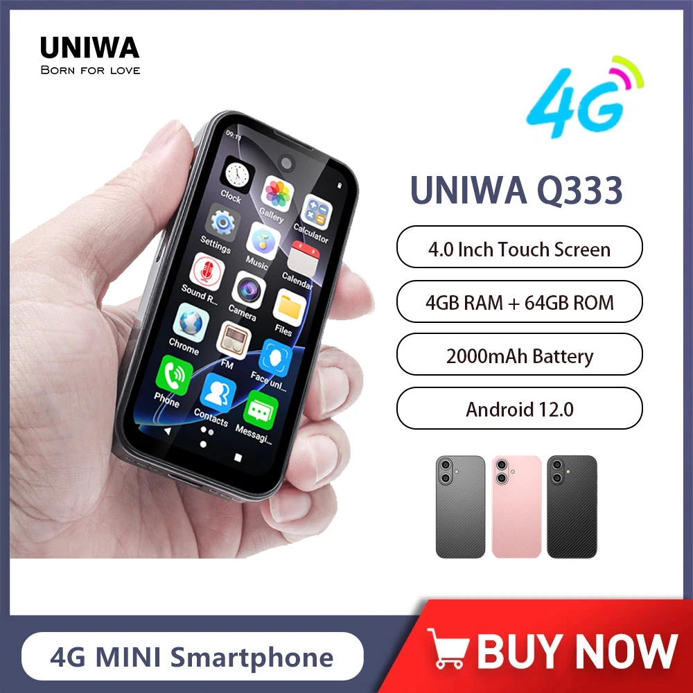 UNIWA Q333 Mini Smartphone Android 4GB RAM 64GB ROM 2000mAh Mobile phone Google Play Store Face ID 4G Small Phone Global Version UNIWA Q333 Mini Smartphone Android 4GB RAM 64GB ROM 2000mAh Mobile phone Google Play Store Face ID 4G Small Phone Global Version
