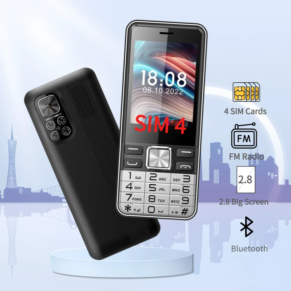 Four 4 Sim Cards Elderly Push Button Mobile Phone 2.8" Large Display Big Key Long Standby Senior Cellphone Quick Dial Low Price Four 4 Sim Cards Elderly Push Button Mobile Phone 2.8" Large Display Big Key Long Standby Senior Cellphone Quick Dial Low Price
