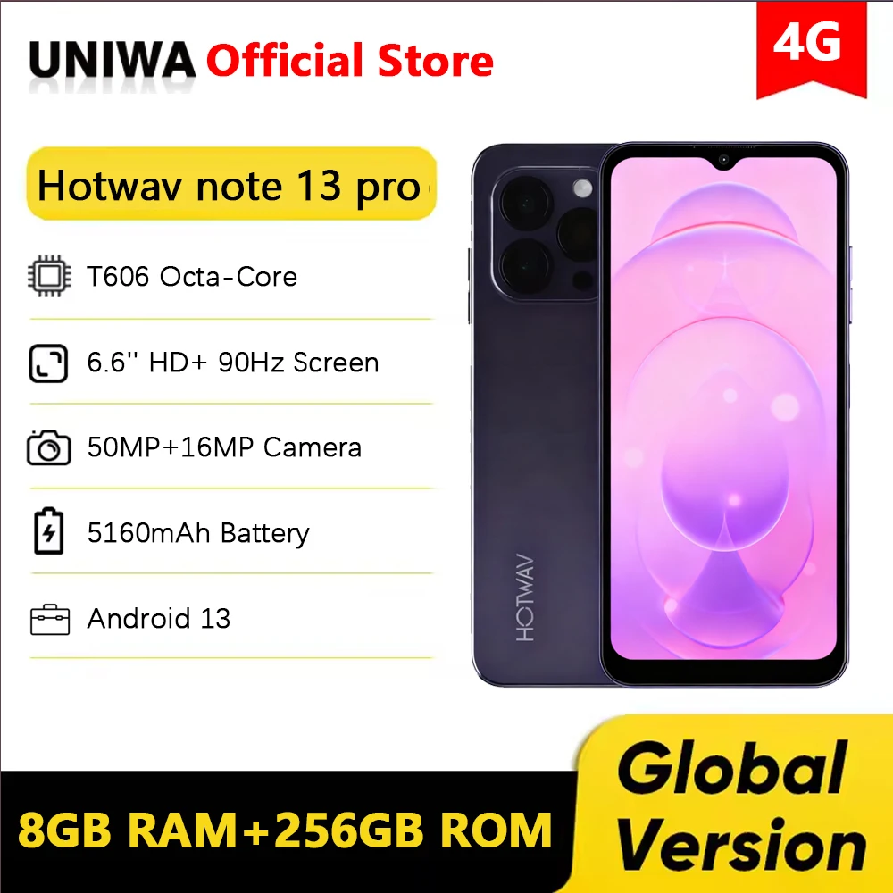 HOTWAV Note 13 Pro 4G Smartphone Ultra Thin 6.6Inch HD Octa Core 16GB+256GB Android 13 Mobile Phone 50MP 5160mAh 18W Fast Charge HOTWAV Note 13 Pro 4G Smartphone Ultra Thin 6.6Inch HD Octa Core 16GB+256GB Android 13 Mobile Phone 50MP 5160mAh 18W Fast Charge