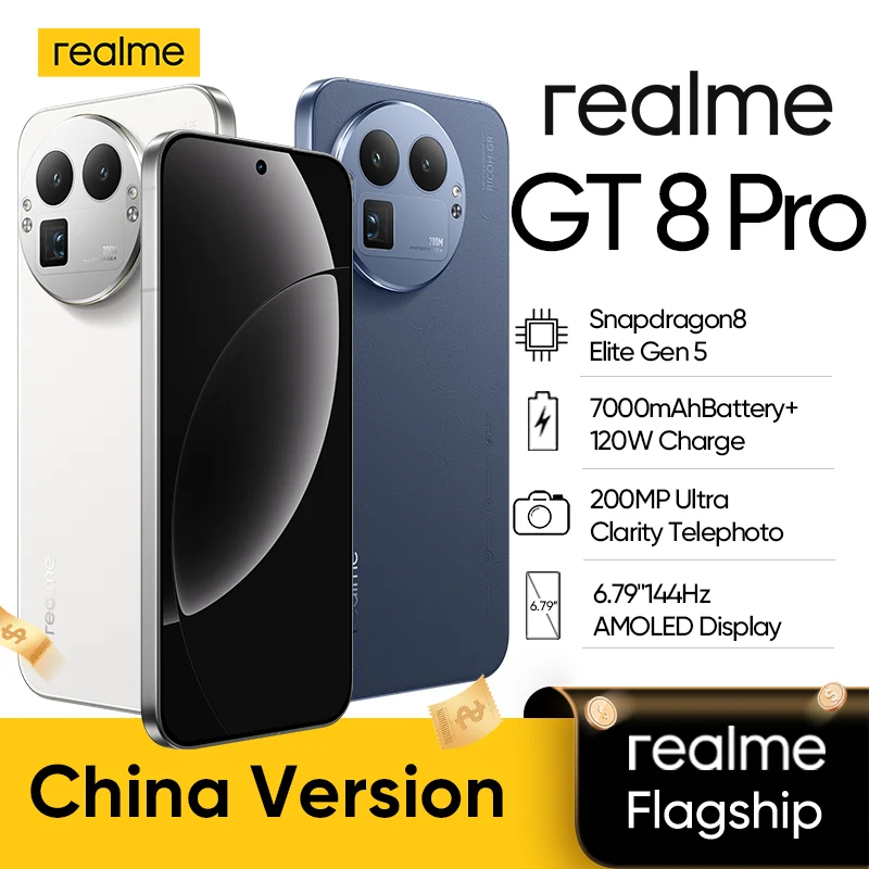 Realme GT 8 PRO Smartphone China Version Snapdragon 8 Ultra Gen5 144Hz AMOLED 7000mAH Battery 120W SuperCharge 50MP Camera