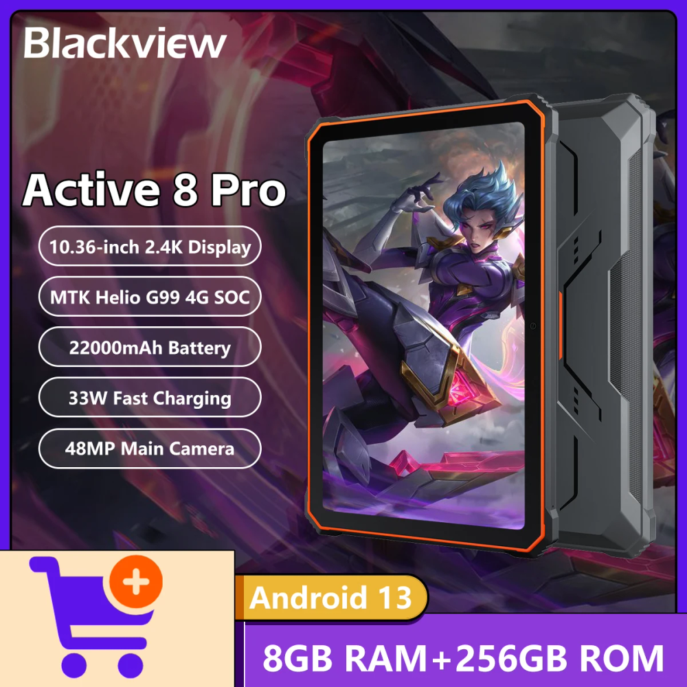 Blackview Active 8 Pro Tablet, 16GB, 256GB, 10.36 ", 16MP + 48MP Camera, Android 14, 22000mAh Large Battery, Rugged Tablet PC Blackview Active 8 Pro Tablet, 16GB, 256GB, 10.36 ", 16MP + 48MP Camera, Android 14, 22000mAh Large Battery, Rugged Tablet PC