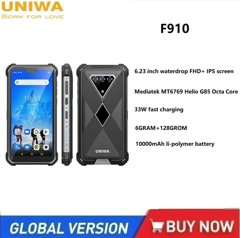 UNIWA F910 4G Rugged Smartphones Android 12 6GRAM+128GROM 6.23 inch FHD+ screen Mobile Phones 10000mAh 48MP Fast Charging NFC UNIWA F910 4G Rugged Smartphones Android 12 6GRAM+128GROM 6.23 inch FHD+ screen Mobile Phones 10000mAh 48MP Fast Charging NFC