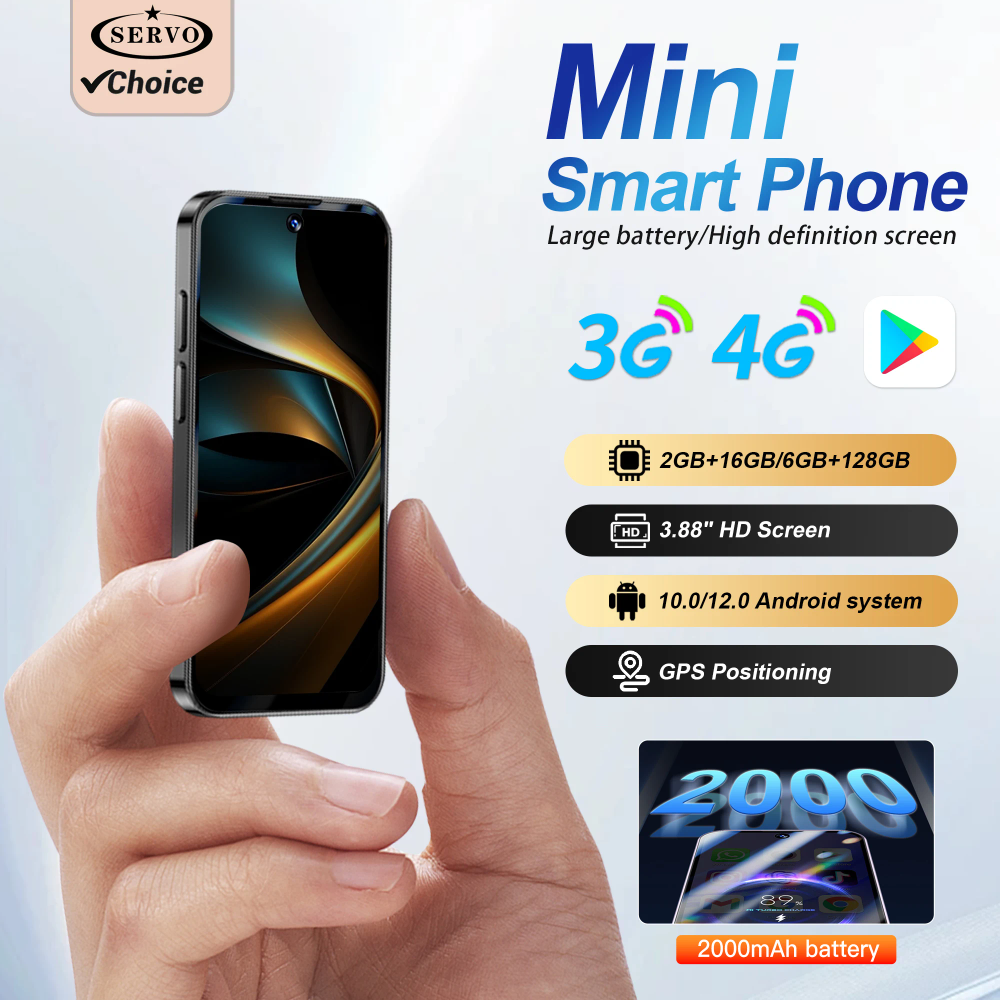 SERVO Android Mini Smartphone,4G LTE/3G WCDMA,3.88" Display,6GB+128GB/2GB+16GB,2000mAh Face Unlock GPS WIFI Small Smart phones