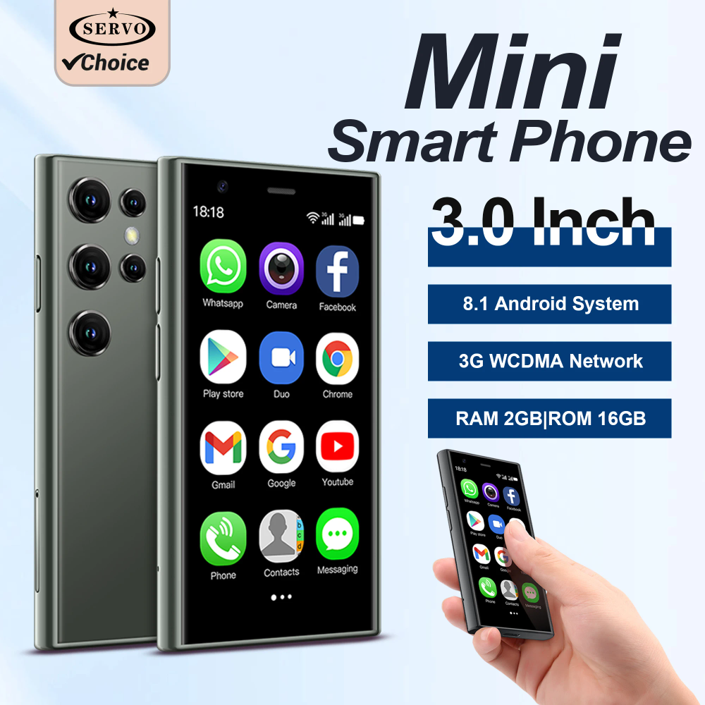 SERVO Mini Smartphone Android OS 3G Cellular Dual SIM 3" HD Display Small Mobile Phones 2GB+16GB GPS WIFI Bluetooth Google Store SERVO Mini Smartphone Android OS 3G Cellular Dual SIM 3" HD Display Small Mobile Phones 2GB+16GB GPS WIFI Bluetooth Google Store