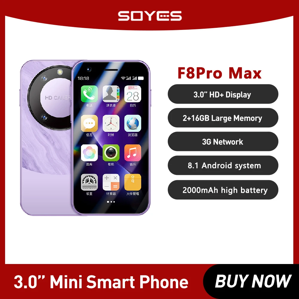 SOYES F8 Pro Max Mini Smartphone 3.0 Inches 2000mAh Face ID Dual SIM Standby Play Store 3G Phone Android 8.1 Little Phone SOYES F8 Pro Max Mini Smartphone 3.0 Inches 2000mAh Face ID Dual SIM Standby Play Store 3G Phone Android 8.1 Little Phone