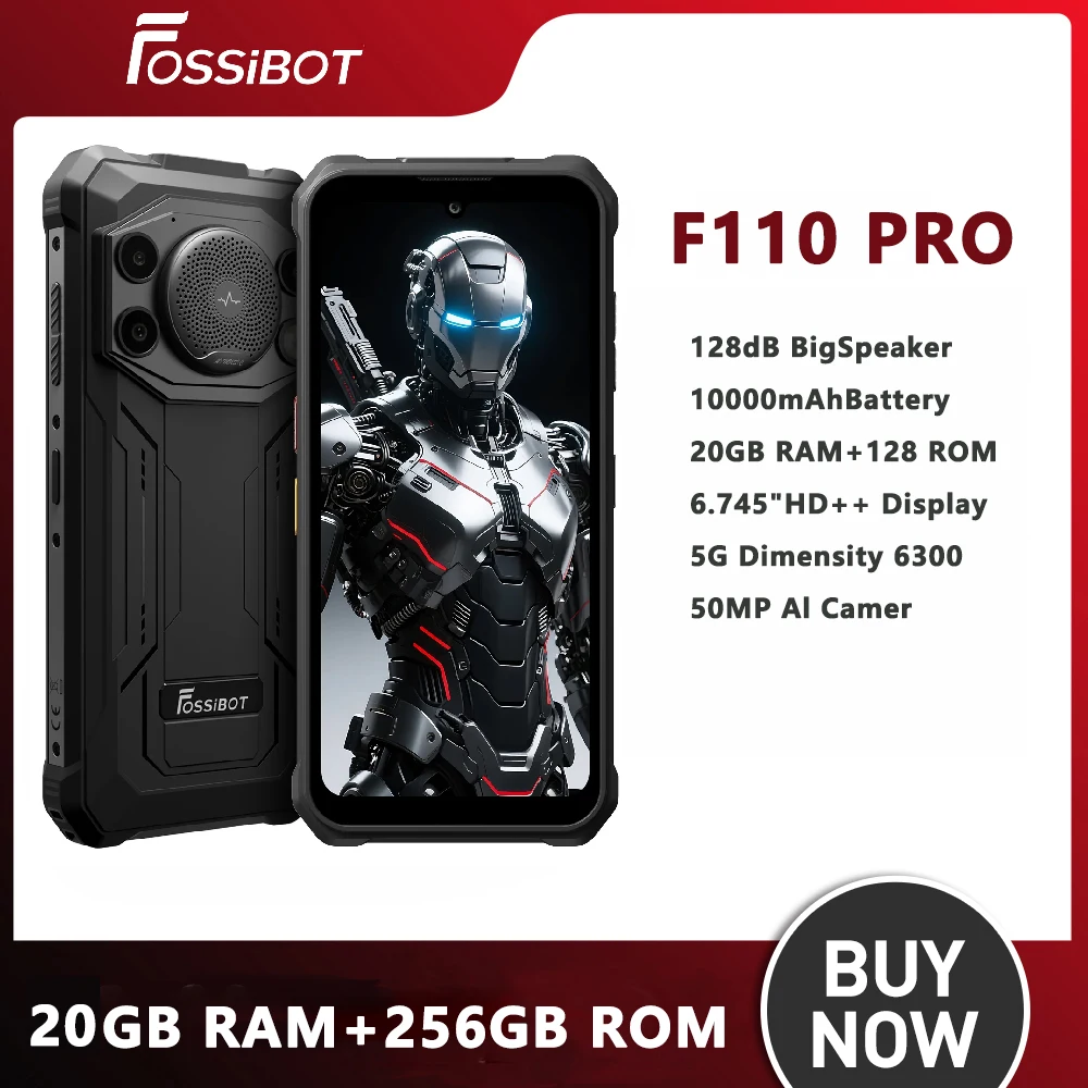 2025 Fossibot 5G Rugged Phone F110 Pro Dimensity 6300 5G 8GB+128GB 50MP+8MP Camera 6.75-inch Screen 10000mAh Battery Android 15 2025 Fossibot 5G Rugged Phone F110 Pro Dimensity 6300 5G 8GB+128GB 50MP+8MP Camera 6.75-inch Screen 10000mAh Battery Android 15