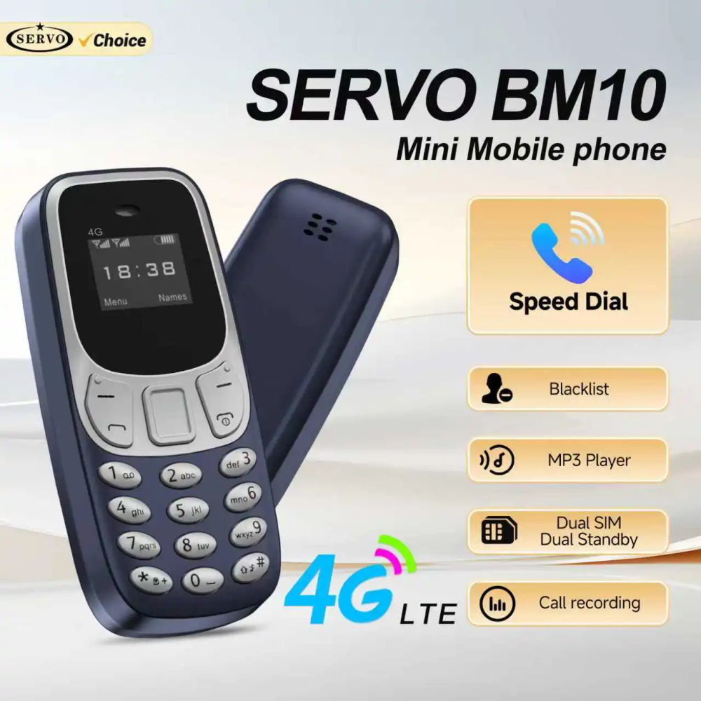 SERVO BM10 Super Mini Mobile Phone 4G LTE Dual SIM Standby Speed Dial Call Recording Blacklist MP3 player Small Backup Cellphone SERVO BM10 Super Mini Mobile Phone 4G LTE Dual SIM Standby Speed Dial Call Recording Blacklist MP3 player Small Backup Cellphone