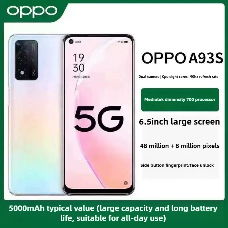 OPPO A93s Unlocked 5G Mobile Phone Dimensity 810 48MP AI Camera 5000mAh Battery 33W Fast Charge Android 11 Smartphone OPPO A93s Unlocked 5G Mobile Phone Dimensity 810 48MP AI Camera 5000mAh Battery 33W Fast Charge Android 11 Smartphone