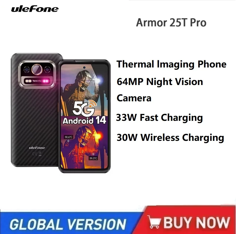 Ulefone Armor 25T Pro 5G Thermal Imaging Rugged Phone 33W 50MP+64MP Mobile Phone NFC Waterproof Smartphone Android 14 Cellphone Ulefone Armor 25T Pro 5G Thermal Imaging Rugged Phone 33W 50MP+64MP Mobile Phone NFC Waterproof Smartphone Android 14 Cellphone