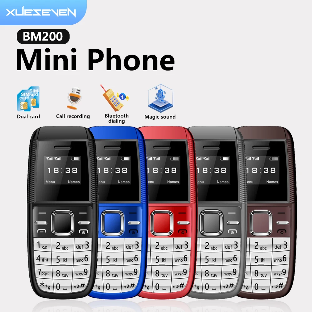 SERVO BM200 Mini Mobile Phone Dual SIM Standby Magic Voice Bluetooth Dial Wireless Bluetooth Earphones Mini Button Telephones