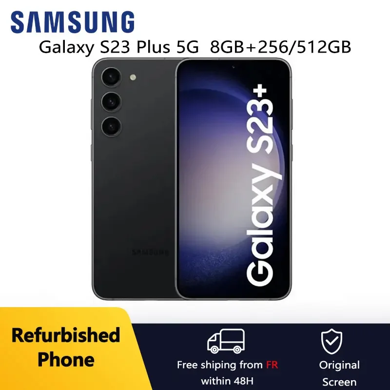 Refurbished Samsung Galaxy S23 Plus S23+ 5G Original 6.6" OLED 8GB+256/512GB Snapdragon NFC Octa Core Android Cell Phone