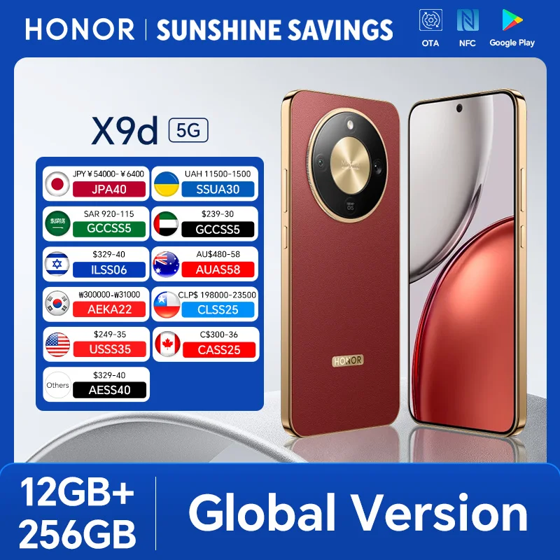 Global Version HONOR X9d 12GB+256GB 6.79'' 120Hz AMOLED Screen 108MP Main Camera 8300 mAh 66W Supercharge Dual SIM Android 15