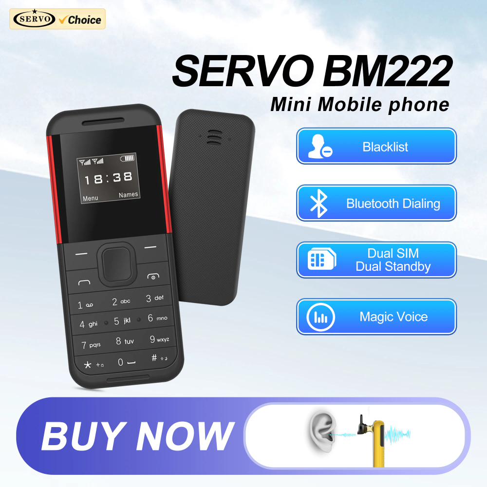 SERVO BM222 Super Mini Mobile Phone 2 SIM Cards Bluetooth Dialer Magic Voice Auto Call Recorder 2G Small Button Backup Cellphone