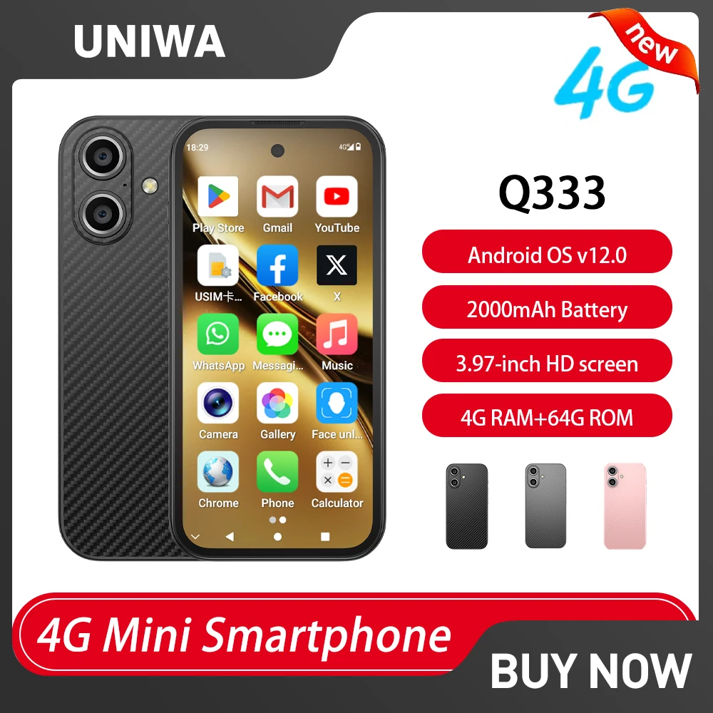 NEW UNIWA Q333 4G 3.97inch HD Mini Smartphone 4GB RAM 64GB ROM 2000mAh Mobile Phones BT5.0 Google Play Store Face ID Small Phone NEW UNIWA Q333 4G 3.97inch HD Mini Smartphone 4GB RAM 64GB ROM 2000mAh Mobile Phones BT5.0 Google Play Store Face ID Small Phone