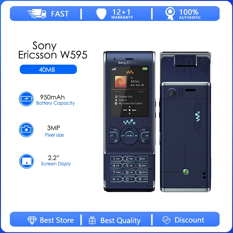 Sony Ericsson W595 Refurbished-Original Unlocked W595 FM Radio 3.15MP Camera Good Quality Cellphone Free Shipping