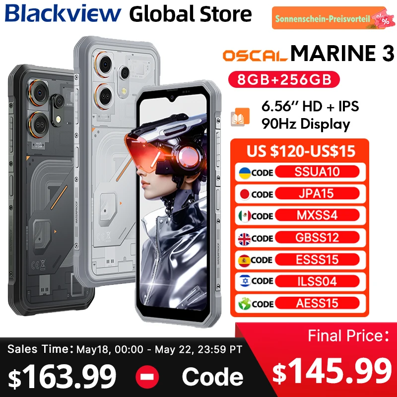Blackview Oscal MARINE 3 Rugged Smartphone 6.56-inch HD+ IPS 90Hz Display 5000mAh Android 16 MTK Helio G81 NFC 256GB Cellphone Blackview Oscal MARINE 3 Rugged Smartphone 6.56-inch HD+ IPS 90Hz Display 5000mAh Android 16 MTK Helio G81 NFC 256GB Cellphone